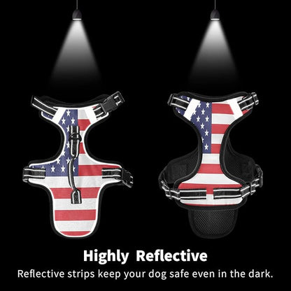 DogCat Harness,Adjustable Soft Padded Pet Dog VestReflective NoChoke Pet Harness Easy Control Front Clip for Small, Medium, Large DogCat American Flag, S, g72466164p610c650s1334
