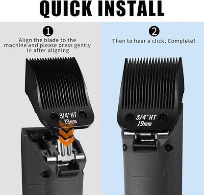 3 Pack 3/4HT Detachable Dog Grooming Steel Blades,Compatible with Andis,Oster A5,Wahl KM-10 Series,Cut Length 3/4" 19MM ï¼_lackï¼