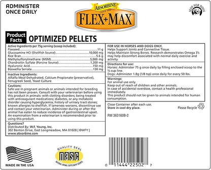 Absorbine Flex+Max Horse Joint Supplement Pellets, Highly Palatable, Comprehensive Equine Formula with Glucosamine, MSM, Chondroitin & Flaxseed, 10lb Tub / 60 Day Supply