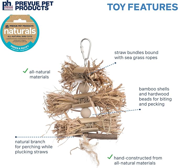 Pervue Pet Products Naturals Preen & Pacify Woodland Harvest Bird Toy 62549