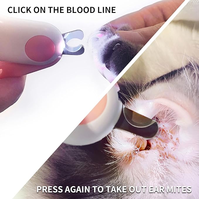 Pet Dog Cat Nail Clippers, Dog Nail Trimmers for Small Animals with LED Lights, Professional Beauty Care Tools, Avoid Excessive Cutting, Suitable for Tiny Dog Cat Rabbit Bird Puppy Kitten (Pink)