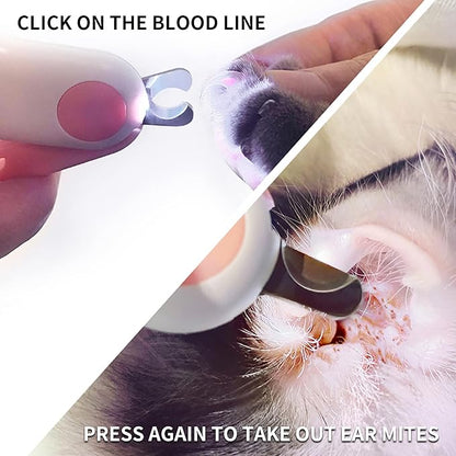 Pet Dog Cat Nail Clippers, Dog Nail Trimmers for Small Animals with LED Lights, Professional Beauty Care Tools, Avoid Excessive Cutting, Suitable for Tiny Dog Cat Rabbit Bird Puppy Kitten (Pink)