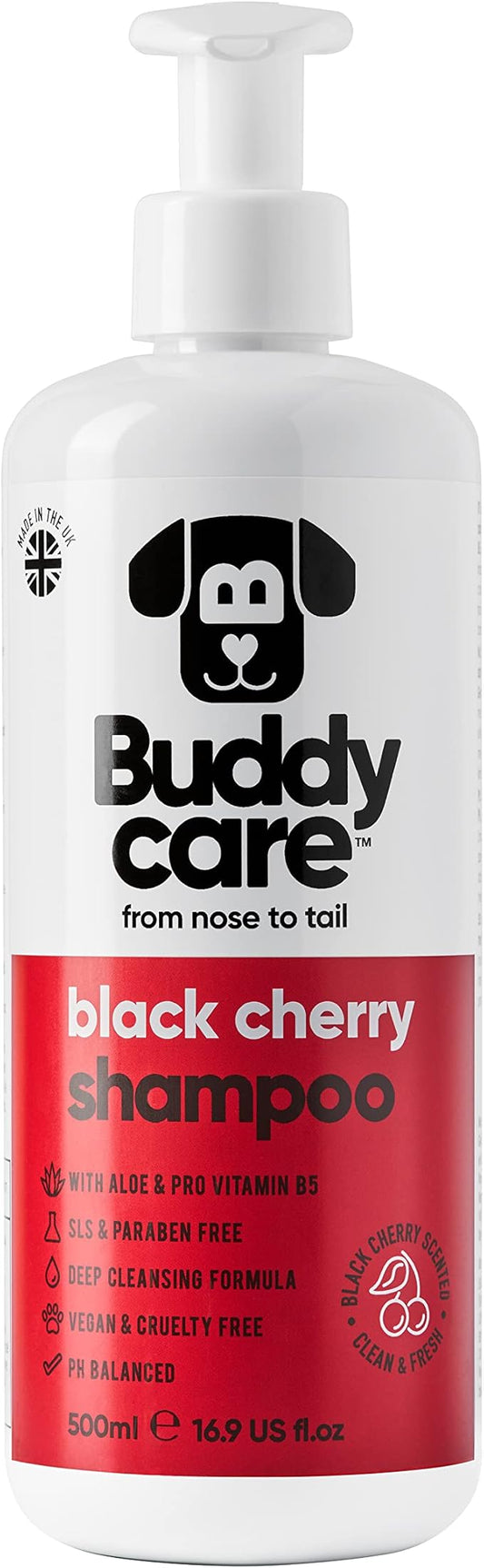Black Cherry Dog Shampoo by Buddycare | Dry Skin & Itchy Skin Relief for Smelly Dogs | Deep Cleansing for Dogs Puppy Sensitive Skin | Dog Shampoo & Conditioner | with Aloe & Vitamin B5 (16.90oz)