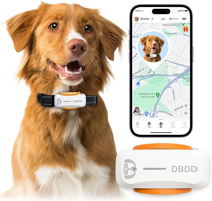 AI GPS Tracker for Dogs (30lbs+), Real Time Location and AI Vet Health Management, Electronic Fence, Waterproof, iOS and Android Universalï¼_hiteï¼