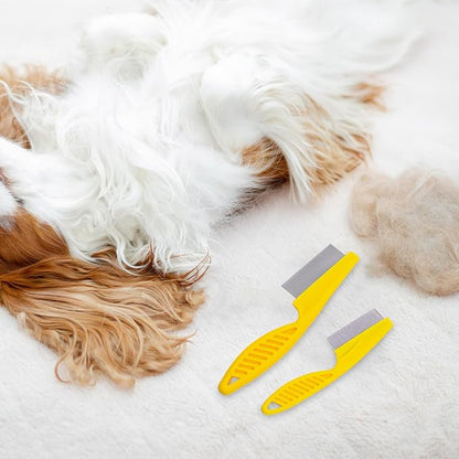 12 Pcs Pet Hair Comb Flea Comb for Dogs Cats Remover Tool with Stainless Steel Teeth Metal Flea Comb for Pet Supplies Remove Tear Stain Knots Crust Mucus (Multicolor)