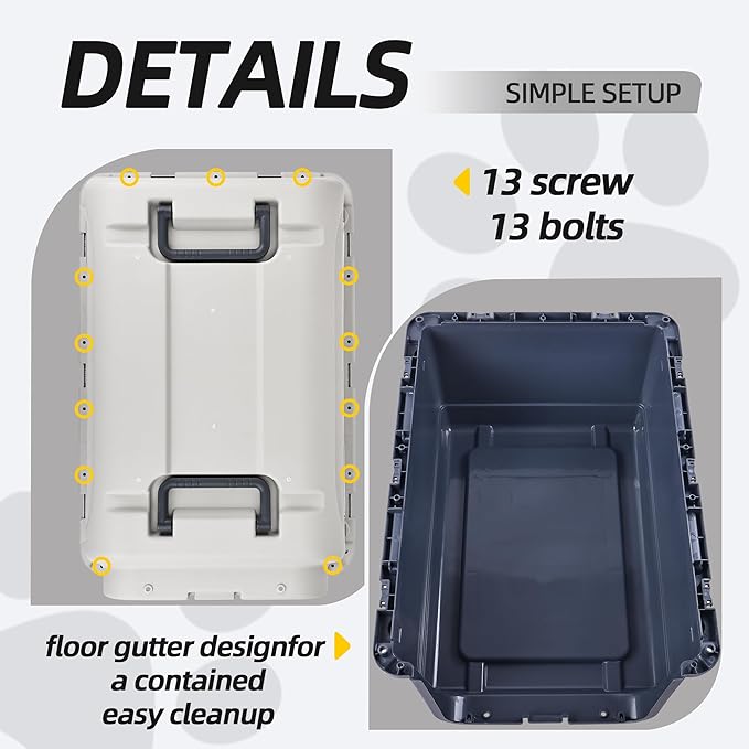 Plastic Kennels, Plastic Dog Crate, Airline Approved Pet Carrier for Dogs and Cats Longer Traveling, XL
