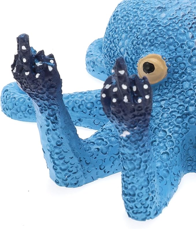 Blue Resin Octopus Aquarium Ornament, Funny Fish Tank Decoration