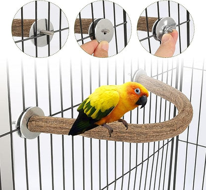 Rypet 2PCS Natural Wood Bird Perches for Cage,Wooden Parakeet cage Accessories,Parakeets Stand Perch,U Shape Parrot Perch Bird Stand Toys for Parakeet, Conure, Cockatiel, Budgie, Lovebirds L