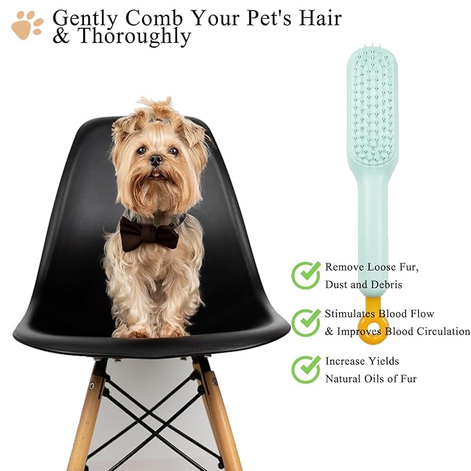 Scalable Small Grooming Dog Brush, Puppy Massaging Hair Brush, for Small Dogs Cats Rabbits of All Hair Types (Blue)