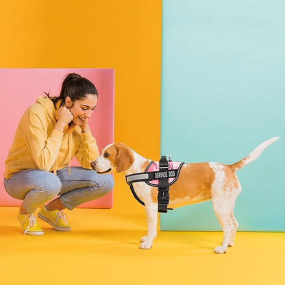 Dogline Unimax Service Dog Harness Vest with Removable Service Dog Patches Adjustable Straps Breathable Neoprene for Medical Identification Training Dogs Girth 22 to 30 in Pink Camo