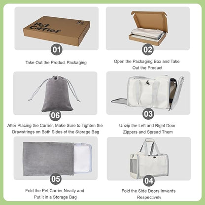 Cat Carrier and Dog Carrier is Designed for Pets Weighing up to 16 lbs.Soft-Sided,Durable and Collapsible Travel Carrier,Breathable Mesh for Ventilation,Adjustable Shoulder Strap for Comfort