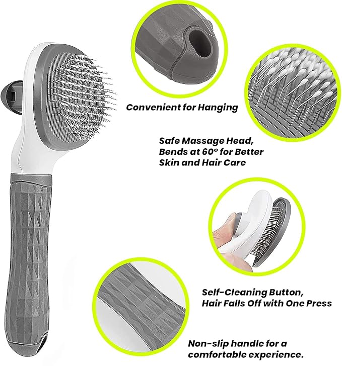 Cat Grooming Brush with Release Button Gently Removes Loose Undercoat, Tangles and Mats for Cats and Dogs Ideal for Long and Short Hair Suitable for Small to Large Pets