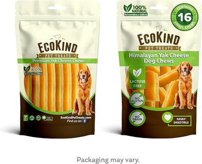 EcoKind Premium Gold Yak Cheese Himalayan Dog Chews, Healthy Dog Treats, Yak Chews for Small Dogs, All Natural, Long Lasting Dog Chew for Aggressive Chewers, High Protein Puppy Treat, Small - 16 Chews