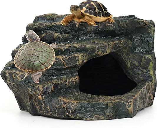 Reptile Tank Accessories, Turtle Tank Accessories, Fish Tank Accessories, Perfect Large Reptile Hide, Aquarium Decor, Professional Turtle Basking Platform (Antique)