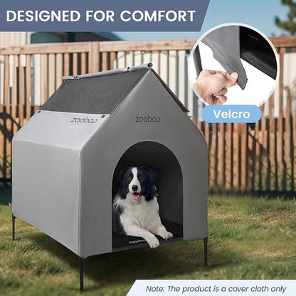 36 Durable Dog House Cover - Waterproof & UV-Resistant 600D Oxford Fabric Canopy for Outdoor Kennels - Cover Only, Fits 36"x30"x44" Houses - Protective Large Breed Shelter Top - Cool Grey