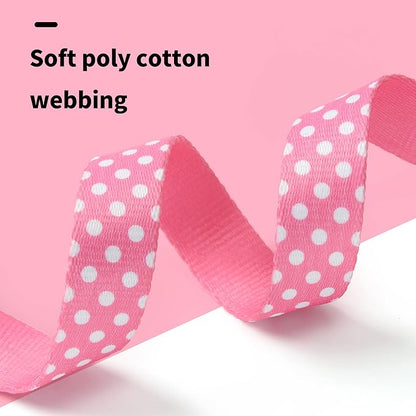 Mile High Life Dog Collar | Cute Puppy Collars | Lightweight Girl Dog Collar | Soft Boy Dog Collars | w Geometric Plaid Wave Line Pattern (Pink Dots, Large)