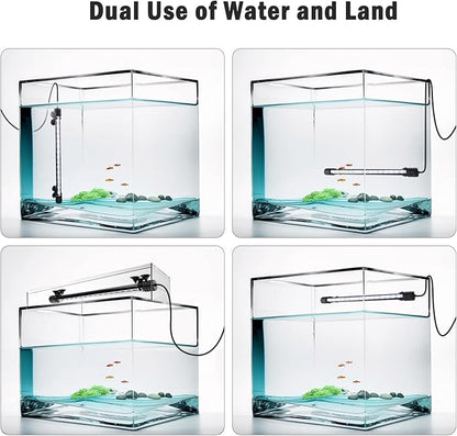 AQQA Submersible Aquarium Lights，Colorful Led RGB Fish Tank Light,Dual Controller with Timer,13 Colors,5 Brightness,Sunrise and Sunset Mode for Freshwater Saltwater (9W)