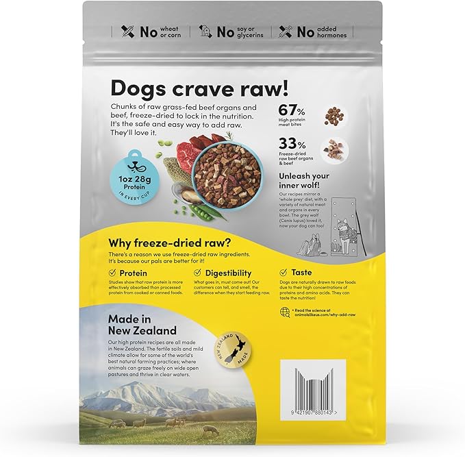 RawMix33 Premium Freeze-Dried Raw Grass-Fed Beef Recipe Dog Food, Protein Rich, Includes Kibble, Non-GMO, No Wheat or Corn, 4.4 lbs