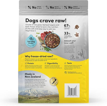 RawMix33 Premium Freeze-Dried Raw Grass-Fed Beef Recipe Dog Food, Protein Rich, Includes Kibble, Non-GMO, No Wheat or Corn, 4.4 lbs