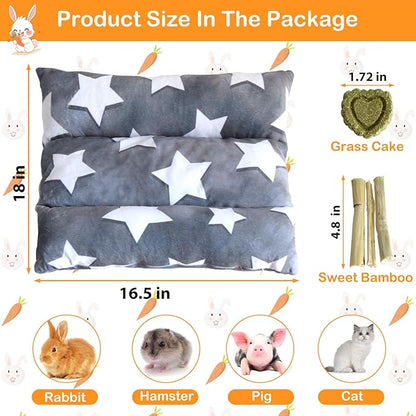 16.5 X 18in Removable and Washable Soft Rabbit Bed, Thickened and Softer Bunny Bed, Double-Sided Plush Rabbit Beds,Rabbits Concave Bed,Small Beds for Animals Indoor,Gray