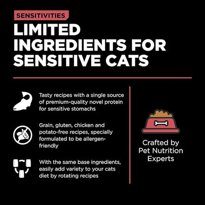 Go! Solutions Sensitivities Limited Ingredient, Grain-Free Dry Cat Food, Salmon Recipe for Sensitive Stomach, 3 lb Bag