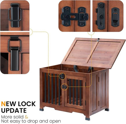 Wooden Dog Crate Furniture,Foldable and Portable Dog Kennel Furniture Indoor,Decorative Dog Crate End Table No Assembly.(Medium,Walnut)