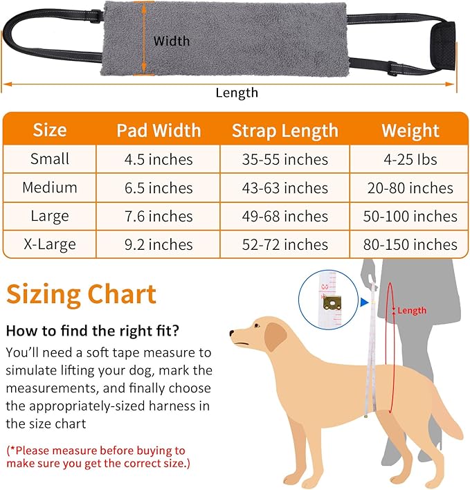 LOOBANI Portable Dog Sling for Back Legs, Hip Support Harness to Help Lift Dogs Rear for Canine Aid and Old K9 Cruciate Ligament Rehabilitation