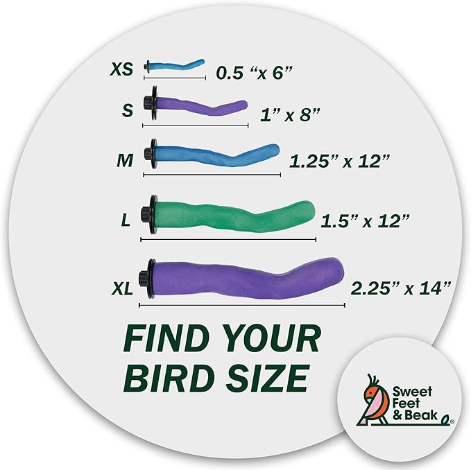 Sweet Feet & Beak Safety Pumice Bird Perch, X-Small 1/2" X 6", Green - Lightweight Grinding Bird Perches for Cage - Bird Nail Trimming Perch for Healthy Beak & Feet - Multi-Size & Color Parrot Stand