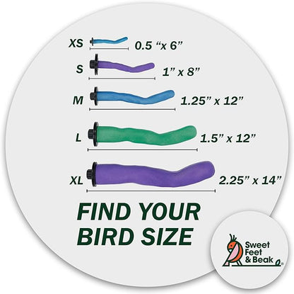 Sweet Feet & Beak Safety Pumice Bird Perch, Medium 1-1/4" X 12", Green - Lightweight Grinding Bird Perches for Cage - Bird Nail Trimming Perch for Healthy Beak & Feet - Multi-Size & Color Parrot Stand