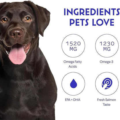 Wonder Paws Fish Oil for Dogs - Omega 3 for Dogs from Alaskan Salmon, Cod & Krill Oil - EPA DHA Fatty Acids - Less Shedding & Itching - Skin, Joint, Immune & Heart Health - Liquid Supplement (32 oz)