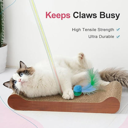 SONGWAY Cat Rainbow Wand Toy - Rainbow Cat Feather Toys with Bells, Colorful Mesh Teaser Wand with Feather Tail, Interactive Toys for Indoor Cats Kittens, Mixed Colors