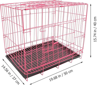 POPETPOP Large Dog Crate Pet Folding Cage Collapsible Dog Cage Indoor Outdoor Dog Crate Small Metal Wire Dog Crate with Leak- Pan Portable Pet Cage for Puppy Cat Rabbit Dog Kennel