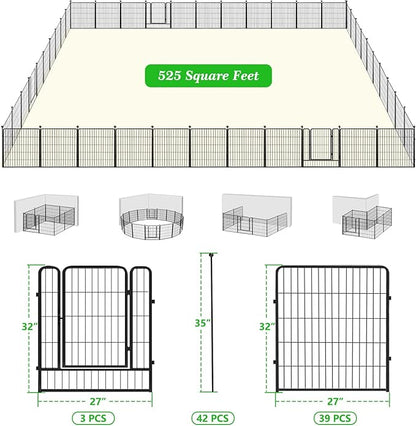 Decorative Garden Fence with Gate, 32in x96ft 42 Panels Metal Fence Panels Heavy Duty Dog Fencing Outdoor Fences for Yard, Rustproof Garden Fencing Flower Bed Edging for Patio Decor