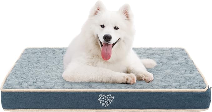 VANKEAN Waterproof Dog Crate Pad Bed Mat Reversible (Warm&Cool), Removable Washable Cover & Waterproof Inner Lining, Pet Crate Mattress for Cats and Dogs, Joint Relief Dog Bed for Crate, Navy