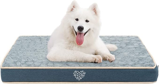 VANKEAN Waterproof Dog Crate Pad Bed Mat Reversible (Warm&Cool), Removable Washable Cover & Waterproof Inner Lining, Pet Crate Mattress for Cats and Dogs, Joint Relief Dog Bed for Crate, Navy