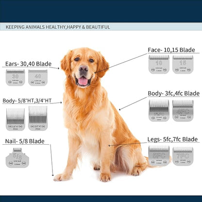 3-3/4FC Pet Dog Grooming Detachable Ceramic Blades,Compatible with Andis,Oster A5,Wahl KM10 Clippers,Cut Length 1/2"(13mm)-2 PCS