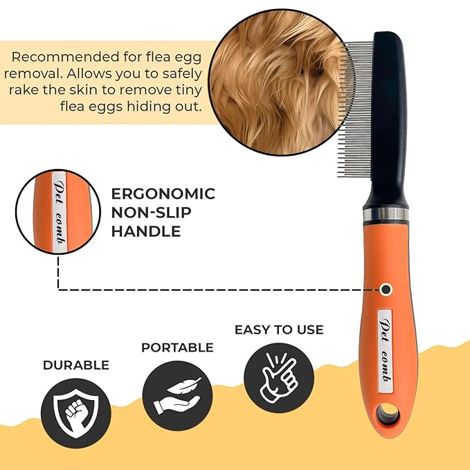 Dog Brush for Shedding - Reduce Dog Hair with Our Dog Brush, dog hair brush, deshedding dog brush, long hair dog brush(Orange Set)