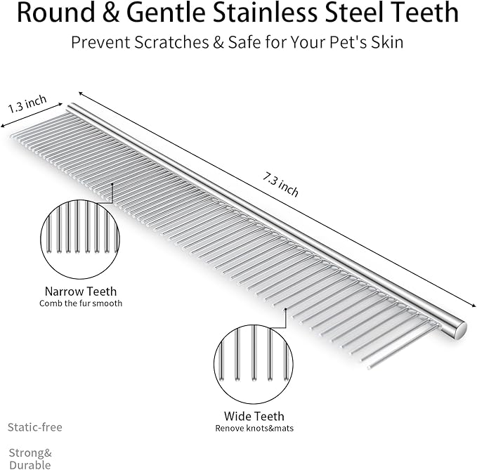 5 PCS Dog Grooming Brush Kit  Self Cleaning Slicker Brush for Shedding Short & Long Haired Dogs & Cats. Removes Loose Fur, Undercoat, Mats, Tangles. Suit for Small, Medium & Large Pets. Blue