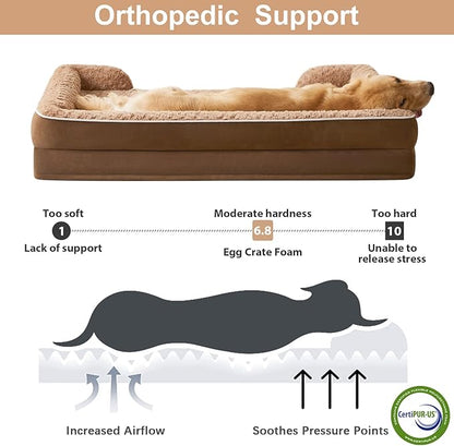 WNPETHOME Dog Beds for Large Sized Dogs, Washable Orthopedic Dog Couch Sofa Bed with Waterproof Lining & Non-Skid Bottom for Pet Sleeping