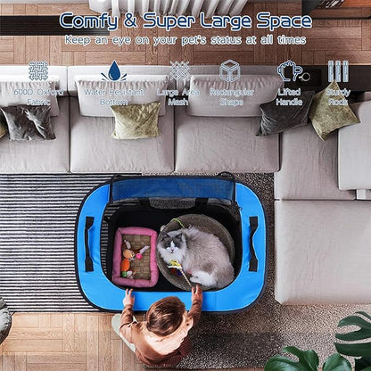 44x34x24 Inches Dog Playpen,Pet Playpen,Foldable Puppy Cat Playpen,Portable Exercise Kennel Tent Crate,Water-Resistant Breathable Shade Cover,Indoor Outdoor Travel Camping Use for Small Animals(L)