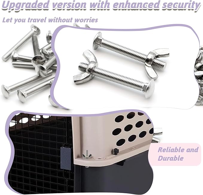20 Sets Pet Carrier Replacement Fasteners Set - Heavy Duty Stainless Steel Bolts and Nuts for Kennel and Carrier - Dog and Cat Carrier Replacement Parts, M5×40-W