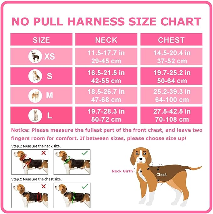 Dog Harness Small Sized Dog, No Pull Pet Harness with 2 Leash Clips, Adjustable Soft Padded Dog Vest Harnesses, Reflective No-Choke Pet Oxford Vest