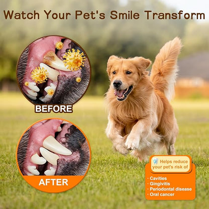 Dog Teeth Cleaning Wipes, Dental Finger Wipes for Cats & Dogs, No-Rinse Dog Finger Toothbrush, Removes Plaque & Tartar, Freshens Breath, Gentle Gum Care, Disposable Pet Oral Wipes, 50 Count