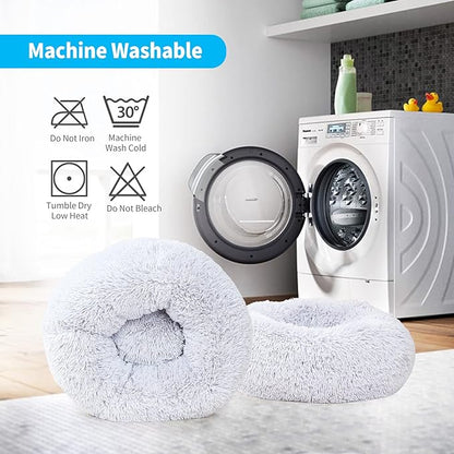nononfish Dog Bed for Small Dogsï¼_ray Cute Plush Dog Bed ï¼19 inches Anti Anxiety Puppy Bed Washableï¼_achine Washable Fits up to 15 lbs Pets Beds for Small Dog.