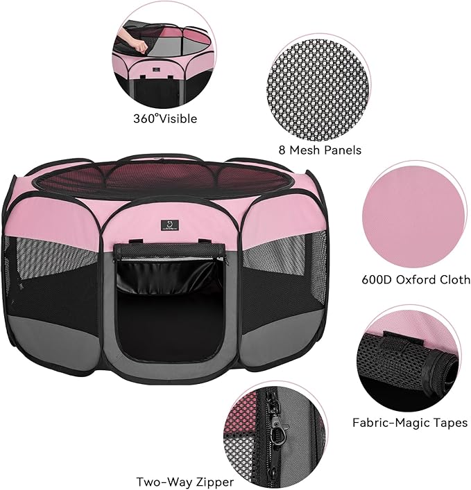 A 4 Pet Portable Cat Play Pen for Cats, 27" Foldable Kitten Playpen for Puppy/Cat/Rabbit/Chick, with Removable Zipper Top & Mesh Panel(11_ _ 7.5_)