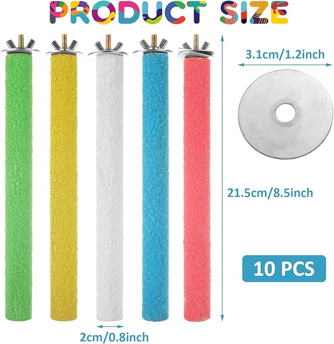 10 PCS Bird Perch Parrot Stand Wood Parrot Perch Stand Platform Natural Paw Grinding Stick Bird Cage Accessories for Budgies Cockatiels Cockatoo Conure Parakeet