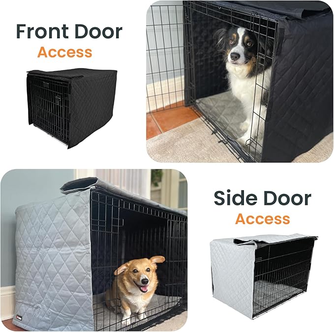 4Knines Dog Crate Cover, Water Resistant Pet Kennel Protector, Quilted (Black, 48)