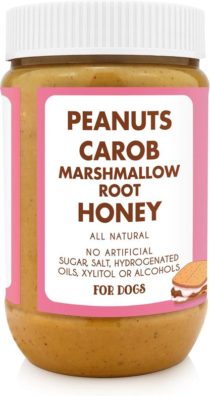 BUDDY BUDDER Gimme S'Mores, 100% Natural Dog Peanut Butter, Healthy Peanut Butter Dog Treats, Stuff in Toy, Dog Pill Pocket, Made in USA, (17 oz Jars)