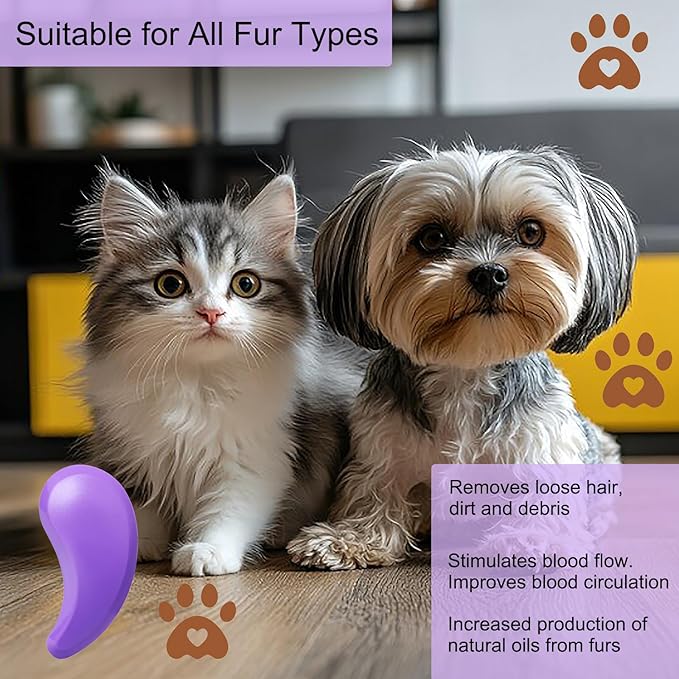 Puppy Brush, Soft Dog Brush for Grooming, Puppy Hair Remover Brush Comb, Grooming Tool for Poodles,Teddy, Yorkies, Maltese, Shih Tzu, Chihuahua, Light Purple