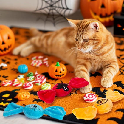 Retro Shaw Cat Toys Sweet Treats,3PCS Candy Catnip Toys with Crinkle Sound Inside,Trick or Treat for Halloween Kitten Toys,Interactive Indoor Kitty Kicker for All Breeds